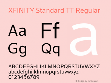XFINITY Standard TT Version 1.100;PS 1.000;hotconv 1.0.88;makeotf.lib2.5.647800 Font Sample