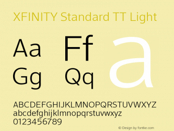 XFINITY Standard TT Light Version 1.100;PS 1.000;hotconv 1.0.88;makeotf.lib2.5.647800 Font Sample