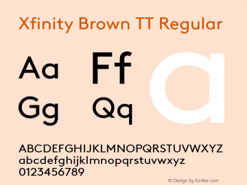XfinityBrownTT-Regular Version 1.001; build 0009 Font Sample