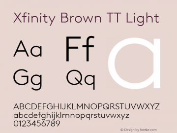 XfinityBrownTT-Light Version 1.001; build 0005 Font Sample