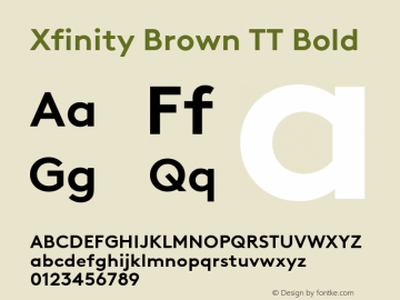 XfinityBrownTT-Bold Version 1.001; build 0005 Font Sample