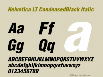 Helvetica LT CondensedBlack Italic Version 6.1; 2002图片样张