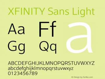 XFINITYSans-Lgt Version 1.000 Font Sample