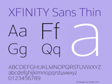 XFINITYSans-Thin Version 1.003 Font Sample