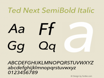 Ted Next SemiBold Italic Version 1.01 Font Sample