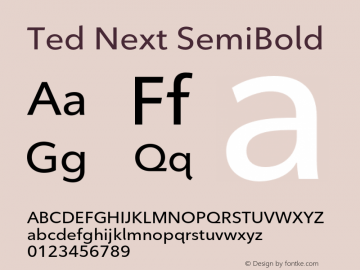 Ted Next SemiBold Version 1.01 Font Sample