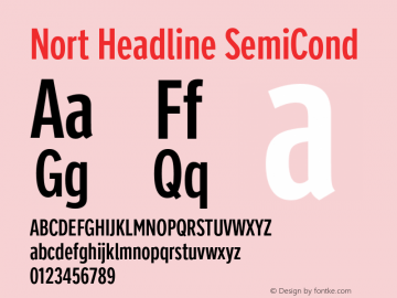 Nort Headline SemiCond Version 1.001 Font Sample