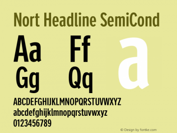 Nort Headline SemiCond Version 1.001 Font Sample