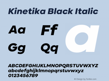 Kinetika Black Italic Version 1.001 | wf-rip DC20200710 Font Sample