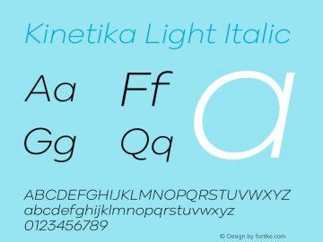Kinetika Light Italic Version 1.001 | wf-rip DC20200710 Font Sample