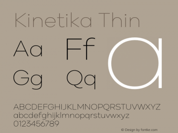Kinetika Thin Version 1.001 | wf-rip DC20200710 Font Sample