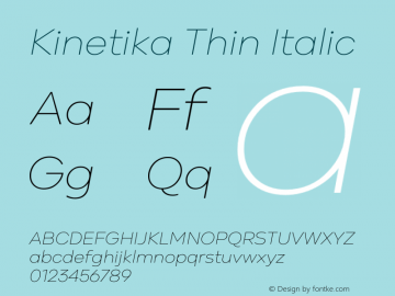 Kinetika Thin Italic Version 1.001 | wf-rip DC20200710图片样张