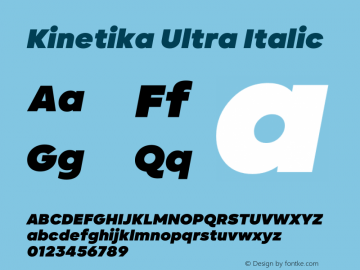 Kinetika Ultra Italic Version 1.001 | wf-rip DC20200710 Font Sample