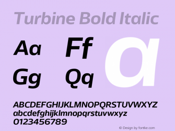 Turbine Bold Italic Version 1.000图片样张