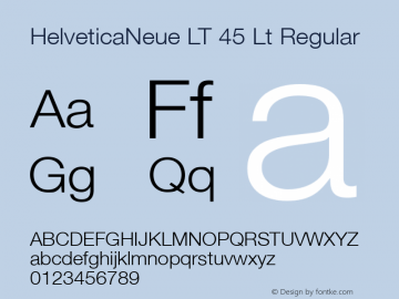 HelveticaNeue LT 45 Lt Regular Version 6.1; 2002图片样张