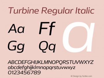 Turbine Italic Version 1.000 Font Sample