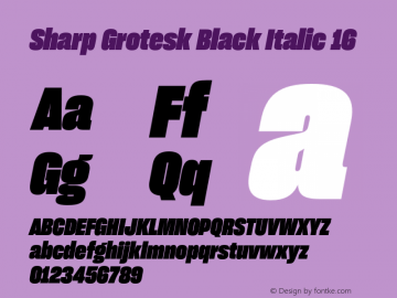 Sharp Grotesk Black Italic 16 Version 1.003图片样张