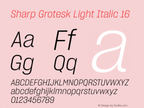 Sharp Grotesk Light Italic 16 Version 1.003图片样张