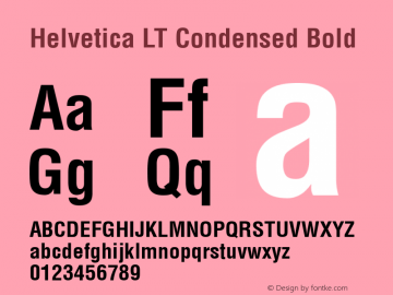 Helvetica LT Condensed Bold Version 6.1; 2002 Font Sample