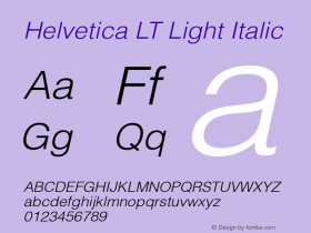 Helvetica LT Light Italic Version 6.1; 2002图片样张