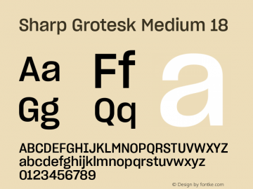 Sharp Grotesk Medium 18 Version 1.003 Font Sample