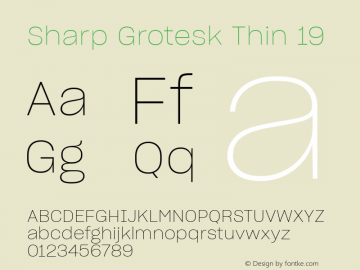 Sharp Grotesk Thin 19 Version 1.003 Font Sample