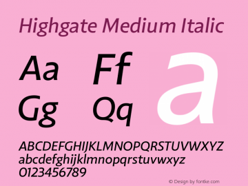 Highgate Medium Italic Version 1.101图片样张