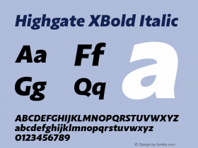 Highgate XBold Italic Version 1.101图片样张