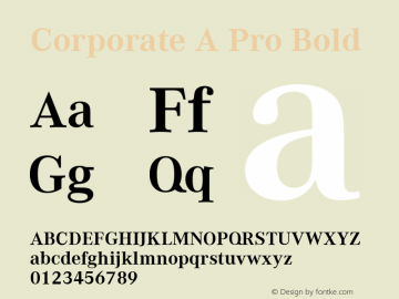 Corporate A Pro Bold Version 1.40 Font Sample