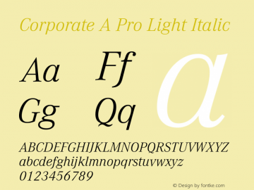 Corporate A Pro Light Italic Version 1.40图片样张