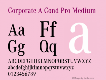 Corporate A Cond Pro Medium Version 1.40 Font Sample