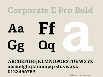 Corporate E Pro Bold Version 1.40 Font Sample