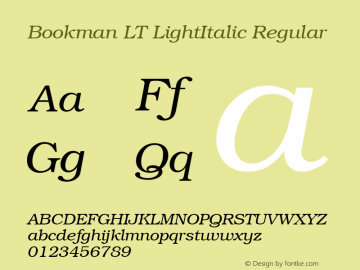 Bookman LT LightItalic Regular Version 6.1; 2002图片样张