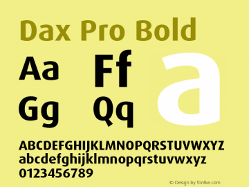 Dax Pro Bold Version 7.504; 2005; Build 1025 Font Sample