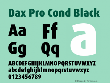 Dax Pro Cond Black Version 7.504; 2006; Build 1022 Font Sample