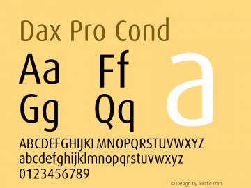 Dax Pro Cond Version 7.504; 2006; Build 1022 Font Sample