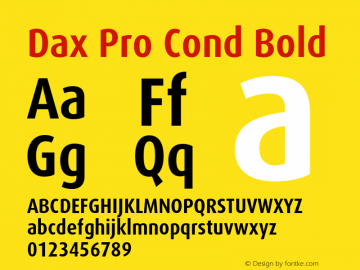 Dax Pro Cond Bold Version 7.504; 2006; Build 1022 Font Sample