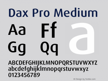 Dax Pro Medium Version 7.504; 2005; Build 1025 Font Sample