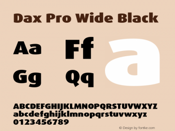 Dax Pro Wide Black Version 7.504; 2006; Build 1022 Font Sample