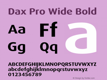 Dax Pro Wide Bold Version 7.504; 2006; Build 1022 Font Sample