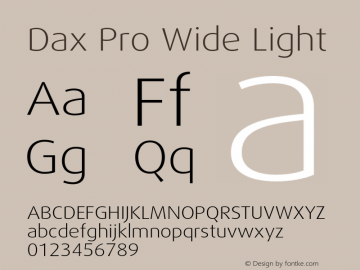 Dax Pro Wide Light Version 7.504; 2006; Build 1022 Font Sample