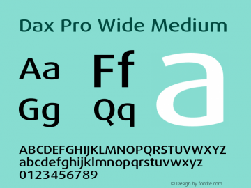 Dax Pro Wide Medium Version 7.504; 2006; Build 1022 Font Sample