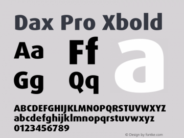 Dax Pro Xbold Version 7.504; 2005; Build 1025 Font Sample