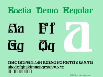 Boetia Demo Macromedia Fontographer 4.1.4 12/15/03 Font Sample