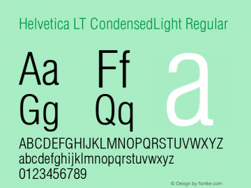 Helvetica LT CondensedLight Regular Version 6.1; 2002图片样张