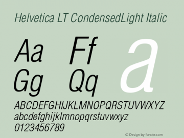 Helvetica LT CondensedLight Italic Version 6.1; 2002图片样张