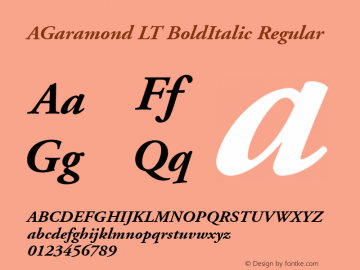AGaramond LT BoldItalic Regular Version 6.1; 2002图片样张