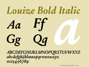 Louize-BoldItalic Version 001.000 Font Sample