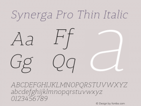 Synerga Pro Thin Italic Version 001.000图片样张