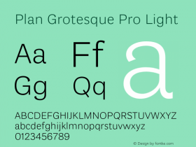 PlanGrotesquePro-Light Version 2.000 Font Sample